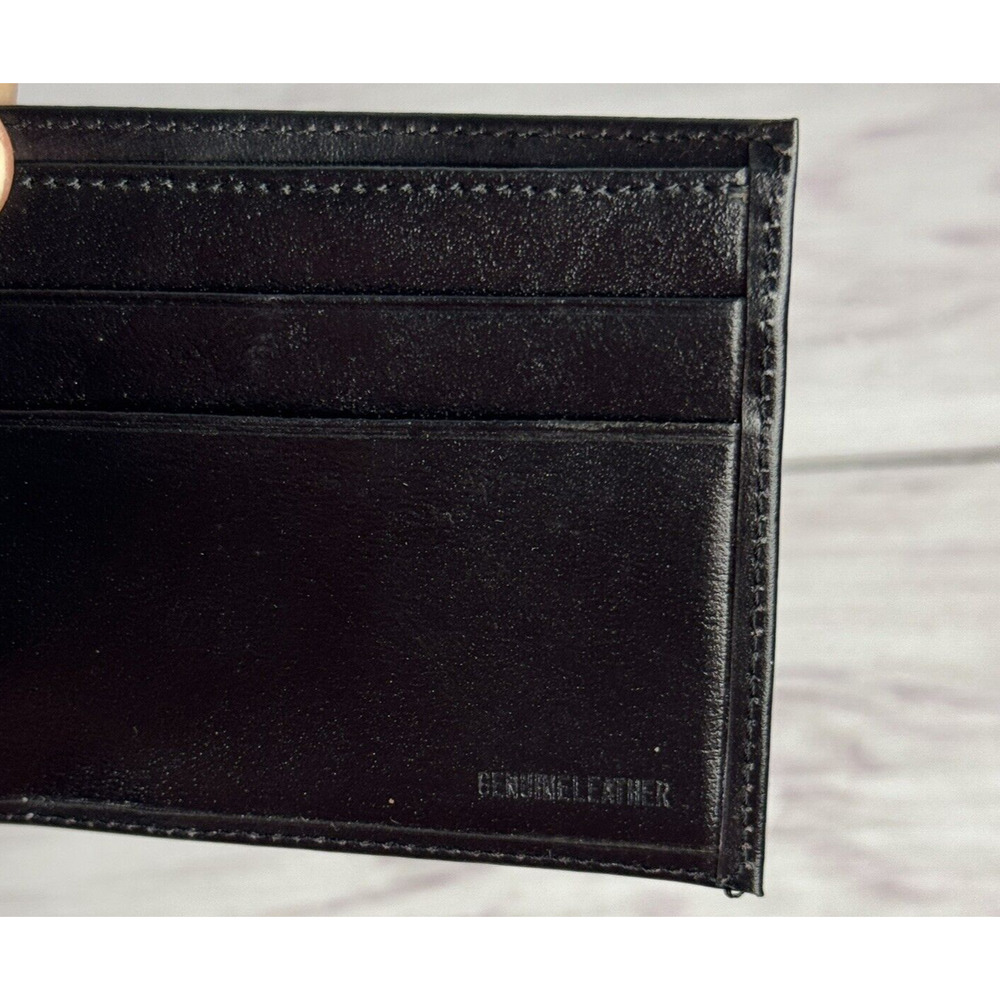 New Mens Bifold Genuine Leather Wallet Pockets Card ID Black Slim Thin - Picture 7 of 12